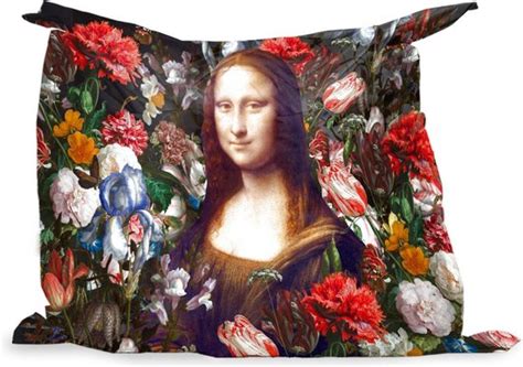 PillowMonkey Zitzak Mona Lisa Leonardo Da Vinci Bloemen 140x100