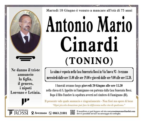 Antonio Mario Cinardi Tonino Necrologi Marsica