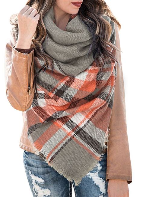 Ferbia Womens Blanket Scarf Plaid Winter Fall Warm Tartan Shawls Wraps