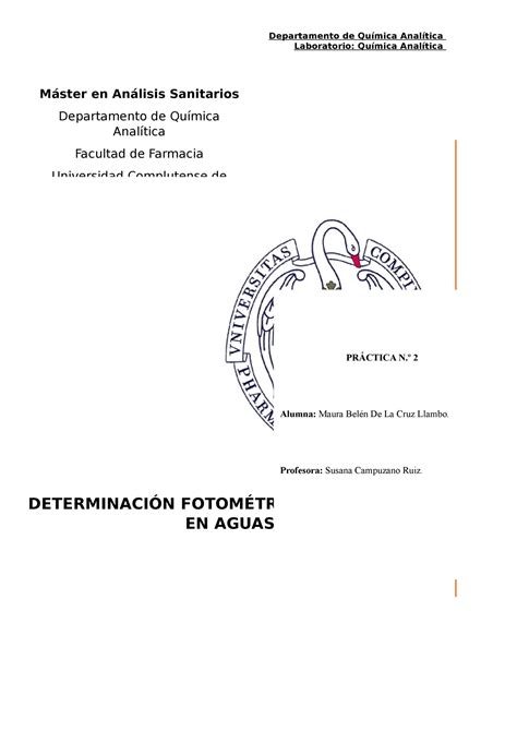 Fosfato Laboratorio Química Analítica DeterminaciÓn