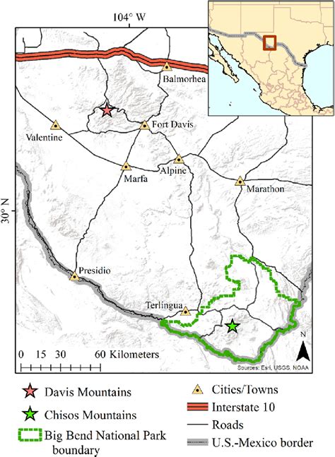 Map Of West Texas Showing The Study Areas In The Davis Mountains And