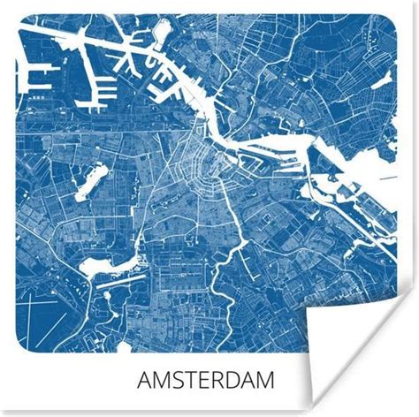 Poster Stadskaart Amsterdam Blauw X Cm Xxl Plattegrond