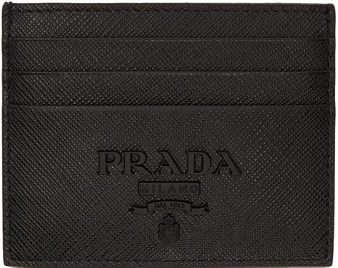 Prada: Black Monochrome Card Holder | SSENSE