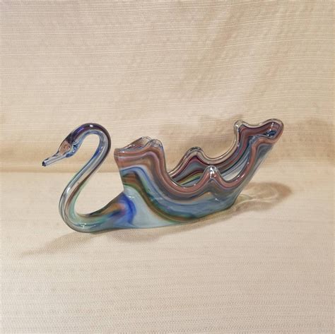 Murano Glass Swan Mcm Large Hand Blown Art Glass Fruit Bowl Etsy