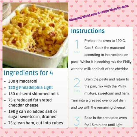 Macaroni Cheese Slimmers World Recipes Slimming World Recipes Syn Free Slimming World Diet