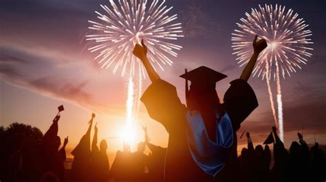 Silhouette Of A Graduate Celebrating College Success And Achievement