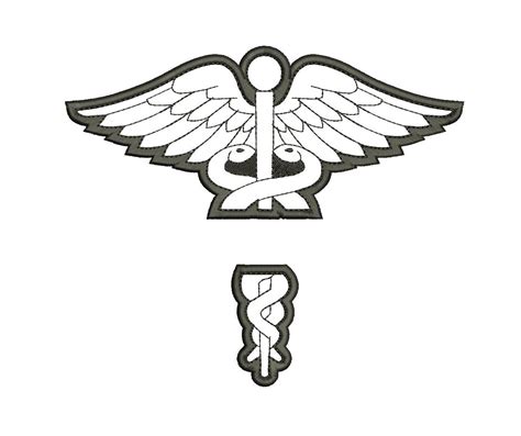 Medical Caduceus Split Machine Embroidery Applique Design Etsy