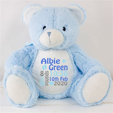 Personalised Baby Boy Teddy Bear - Blue| Heavensent Baby Gifts