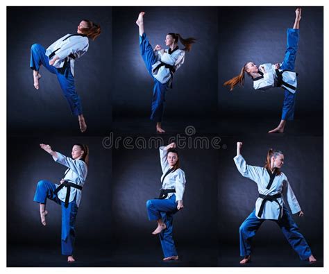 The Collage Of Karate Girl With Black Belt Stock Photo Image Of Judo