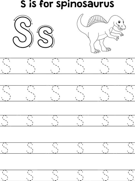 Spinosaurus Dinosaur Tracing Letter Abc Coloring S Language Wildlife Silhouette Vector, Dinosaur ...