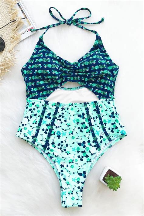 Cupshe Close To Nature Print One Piece Swimsuit Swimwear Swimsuits