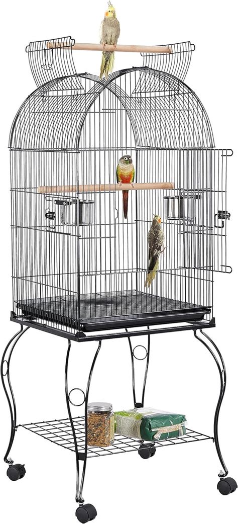 59 Inch Rolling Standing Medium Dome Open Top Bird Cage For Parrots