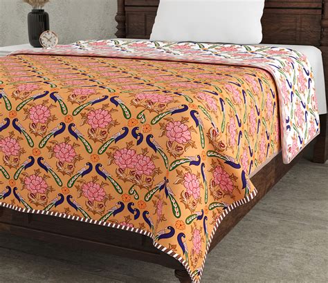 Buy Peacock Garden Pure Cotton Reversible Single Bed Ac Quilt Dohar At