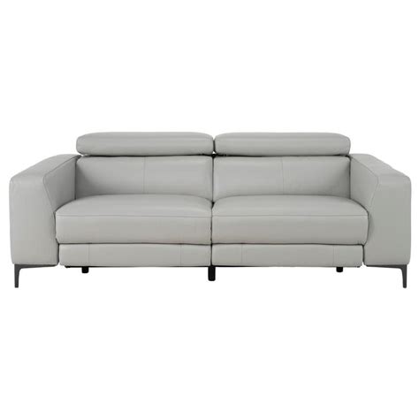 Monroe Silver Leather Power Reclining Sofa El Dorado Furniture