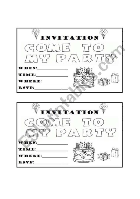 Birthday Party Invitation Worksheet Free Esl Printable Worksheets 1bf