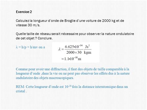 Longueur Donde De De Broglie Exercice