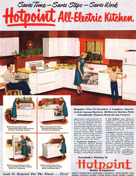 1950 Hotpoint All Electric Kitchen Vintage Ad Advertising Art 1950 S Kitchen Magazine Ad