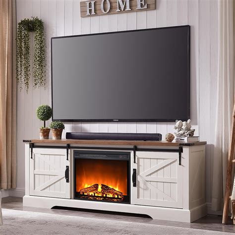 OKD Farmhouse 66 Electric Fireplace TV Stand For TVs Up To 75