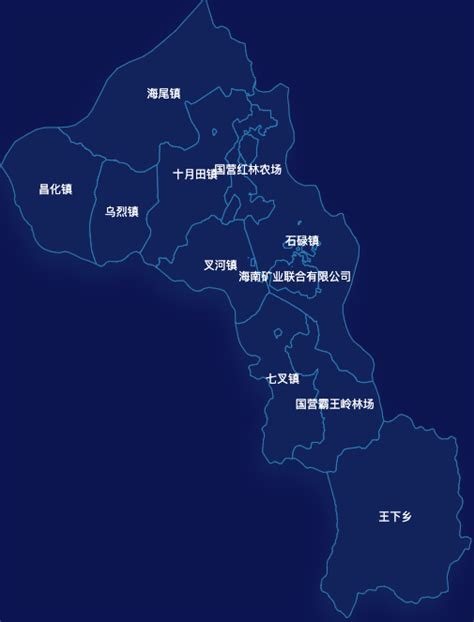 Echarts昌江黎族自治县geojson地图地图下钻展示效果实例 完竣世界