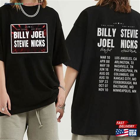 Billy Joel Stevie Nick Two Icons One Night Double Sides Shirt T Shirt