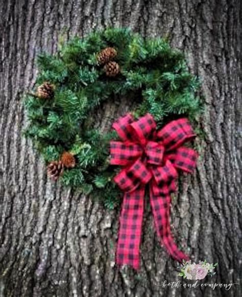 Red And Black Buffalo Plaid Wreath Bow Thin Profile Bow Etsy