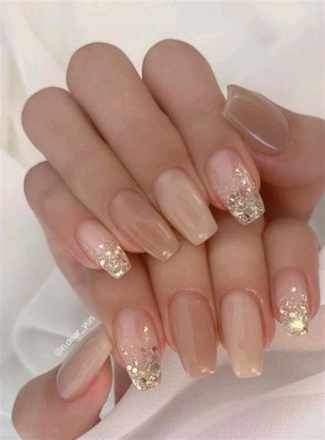 Nails Nude Design Stylish Nails Bride Nails Wedding Nails Glitter