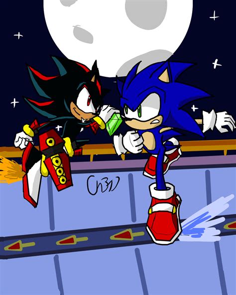 i drew sonic vs shadow : SonicTheHedgehog