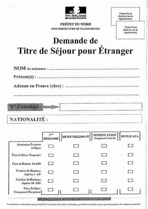 PDF gu Demande de Titre de Séjour pour Etranger Passeport en cours