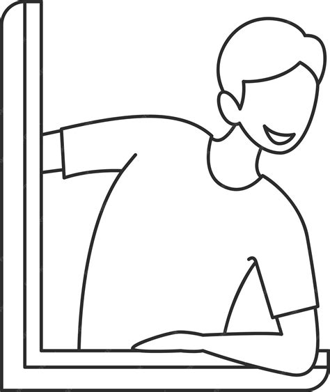 Premium Vector Outline Illustration Of Faceless Peeping Character