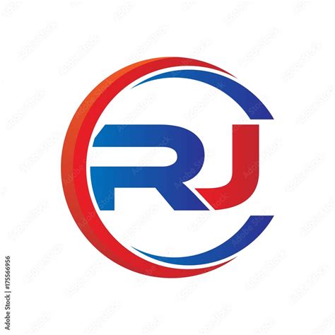 Rj Logo Vector Modern Initial Swoosh Circle Blue And Red Stock Vector