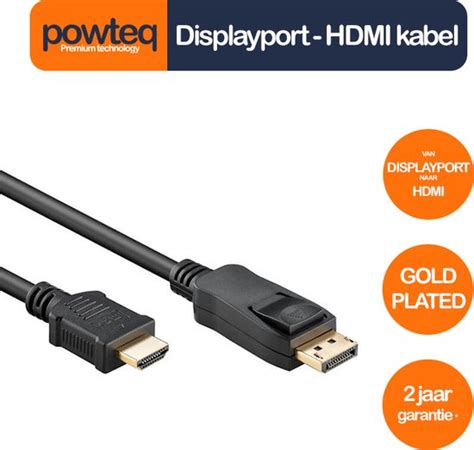 Powteq 10 Meter Premium Displayport Naar HDMI Kabel Gold Plated