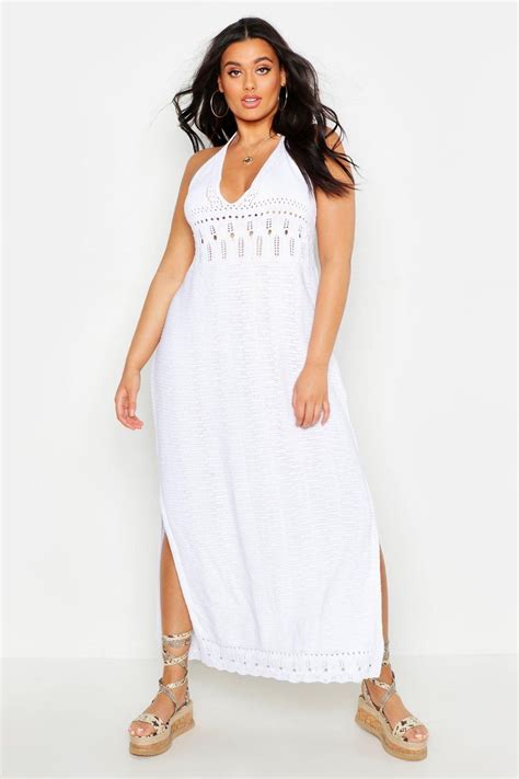 Plus Crochet Halter Neck Maxi Dress Boohoo Halter Top Maxi Dress