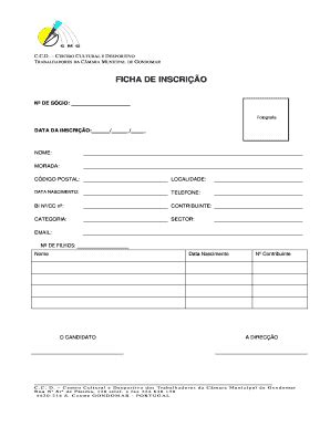 Fillable Online FICHA DE INSCRIO Ccdgondomar Fax Email Print