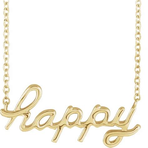 14K Yellow Gold Happy 16" Necklace - Paris Jewelry & Co.