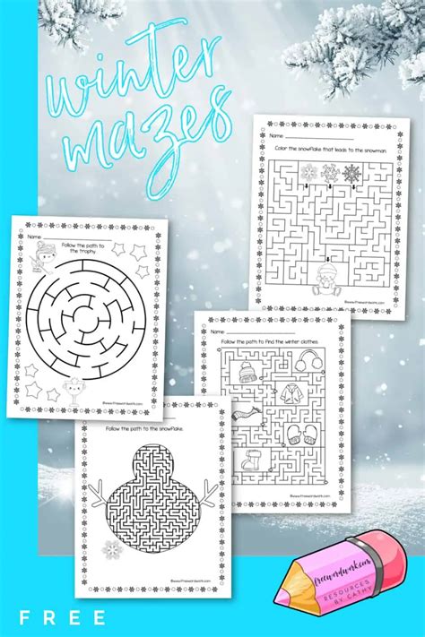 Winter Mazes for Children - Free Word Work