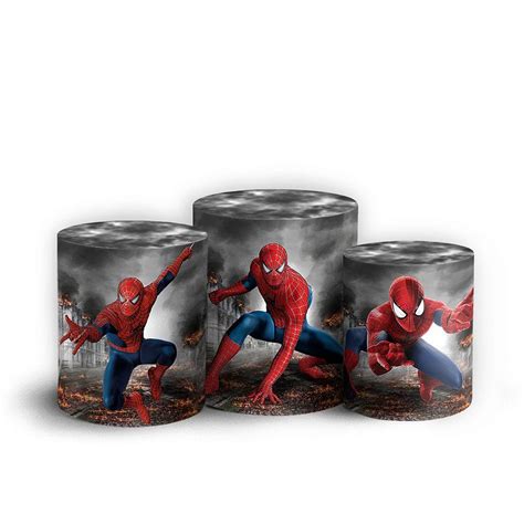 Trio Cilindro Homem Aranha Sublimado 3D Elástico Sublistamps