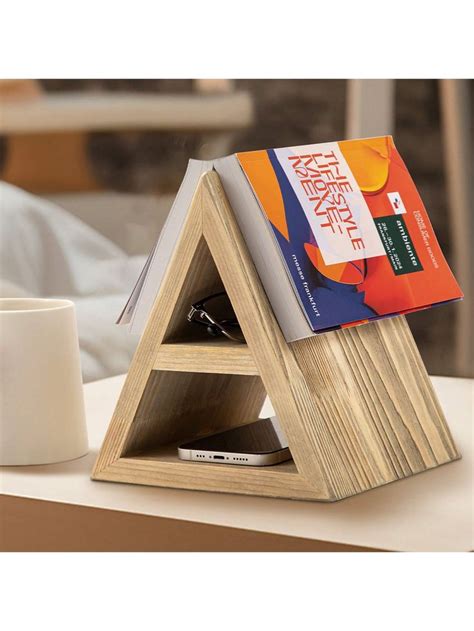 Rustic Wooden Triangle Book Holder Nightstand Book Holder Book Nook