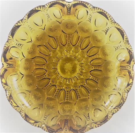 Stunning L E Smith Moon And Stars Ashtray Amber Glass Ashtray