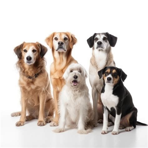 Premium AI Image | Various Dog Breeds Posing on a White Background