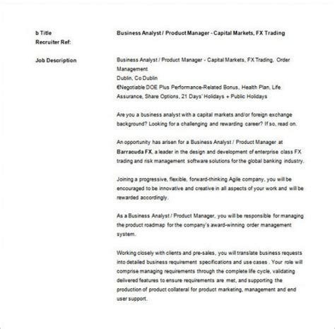 Business Analyst Job Description Template Free Word Production