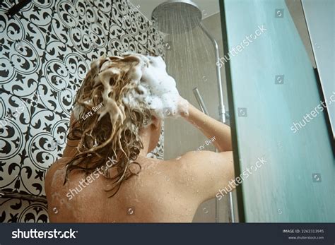 Back View Naked Woman Taking Shower Stock Photo 2262313945 Shutterstock