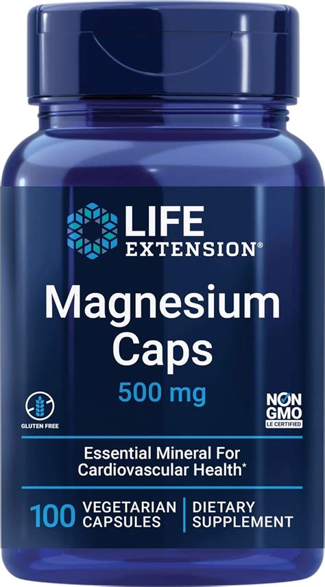 Life Extension Magnesium Vegetarian Capsules 500 Mg 100 Count