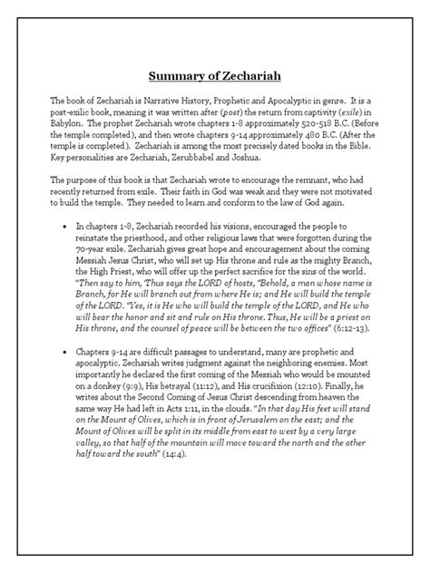 Zechariah Summary | Scribd