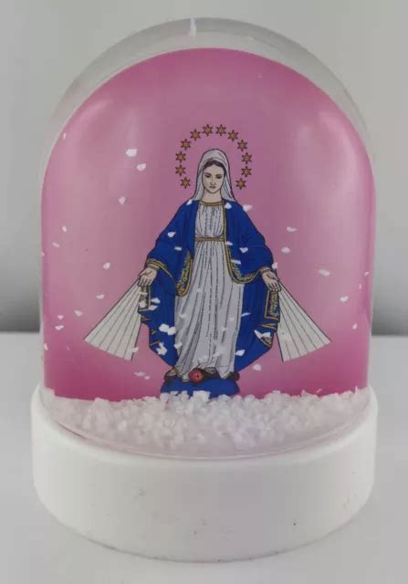 Boule Neige De La Vierge Miraculeuse Fond Rose Avec Pri Re Au Dos