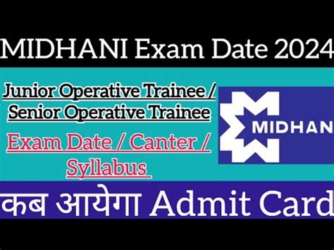 Midhani Jot Sot Exam Date Senior Junior Operative Trainee Exam