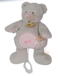 Baby Nat Collection Les C Lins Bo Te Musique Ours Rose Gris