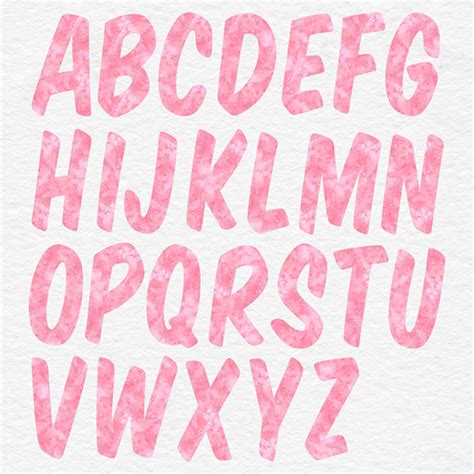 Pink Words Watercolor Font Clipart Pink Alphabet Pink Etsy