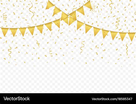 Golden Flags With Confetti Background Royalty Free Vector