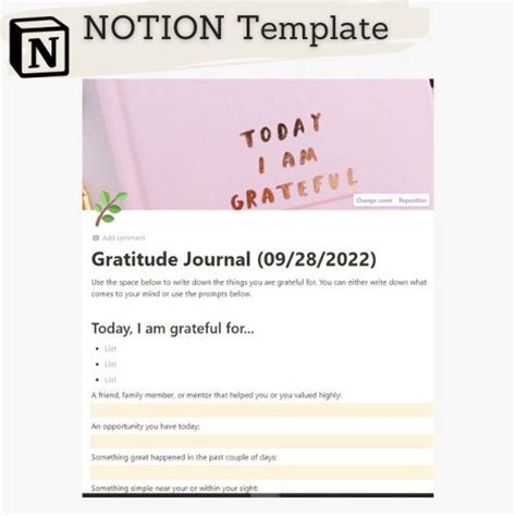 Notion Template Notion Journal Digital Journal Gratitude Journal Habit Tracker Journaling ...