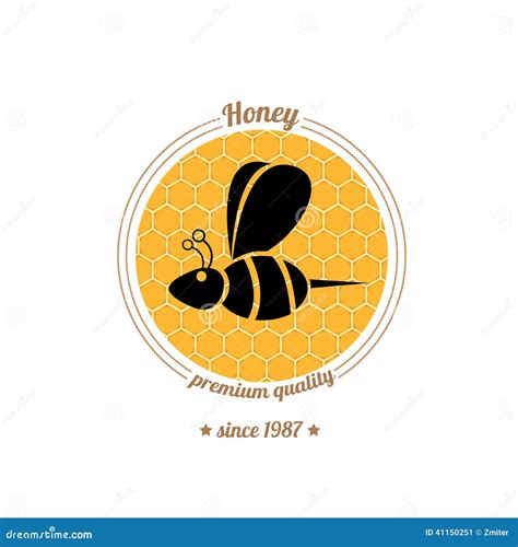 Icono De La Abeja Del Vector En Fondo Del Peine De La Miel Ilustración